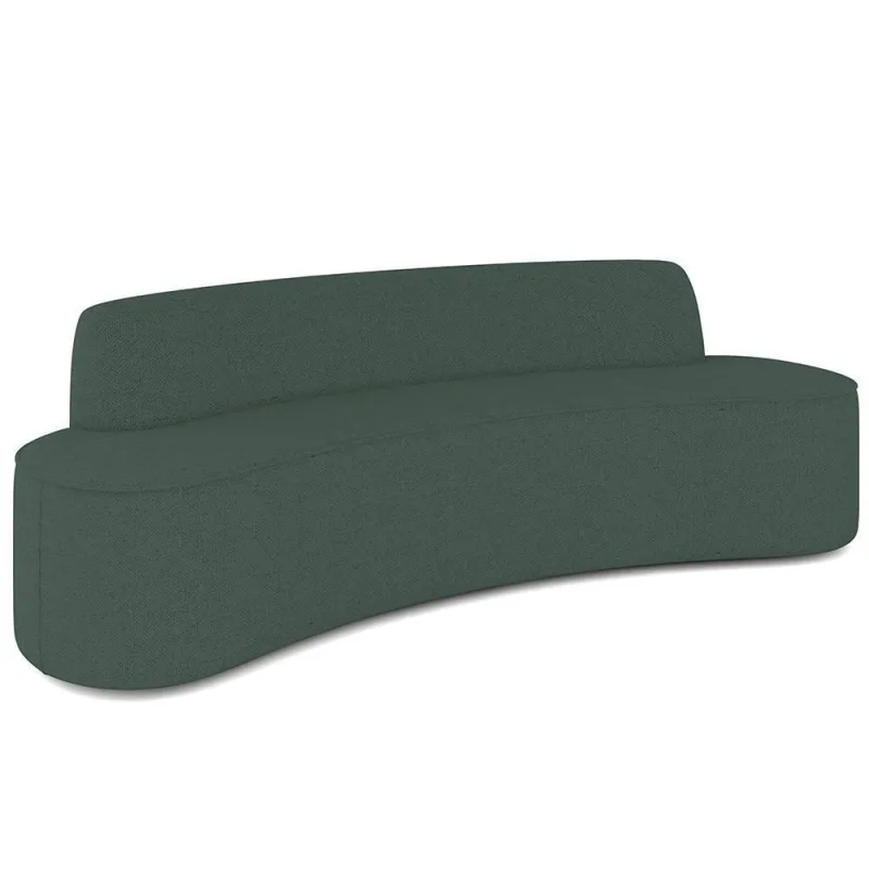Sofá 3 Lugares Curvo Sala De Estar Living Cancún D02 Linho Verde Musgo 210 Cm C-117 - Lyam Decor