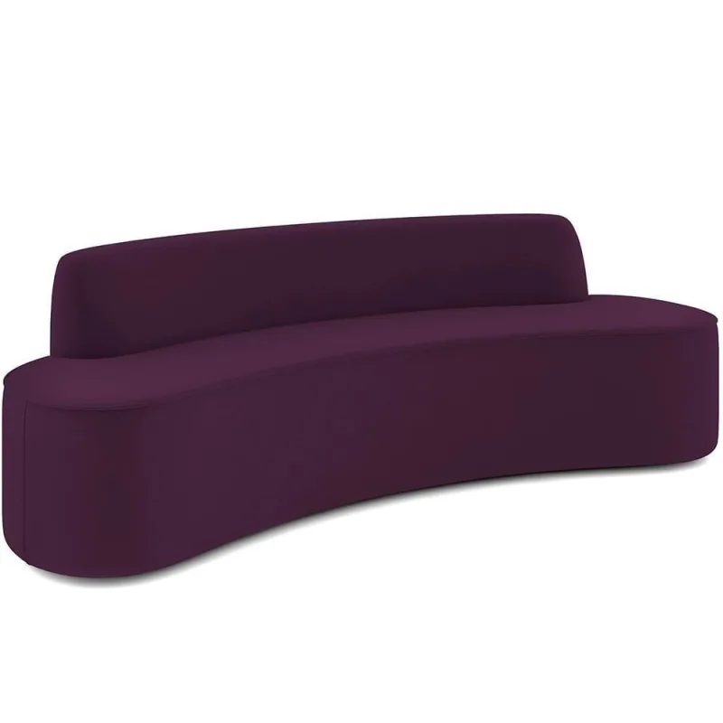 Sofá 4 Lugares Curvo Sala De Estar Living Cancún D02 Veludo Roxo 230 Cm C-292 - Lyam Decor