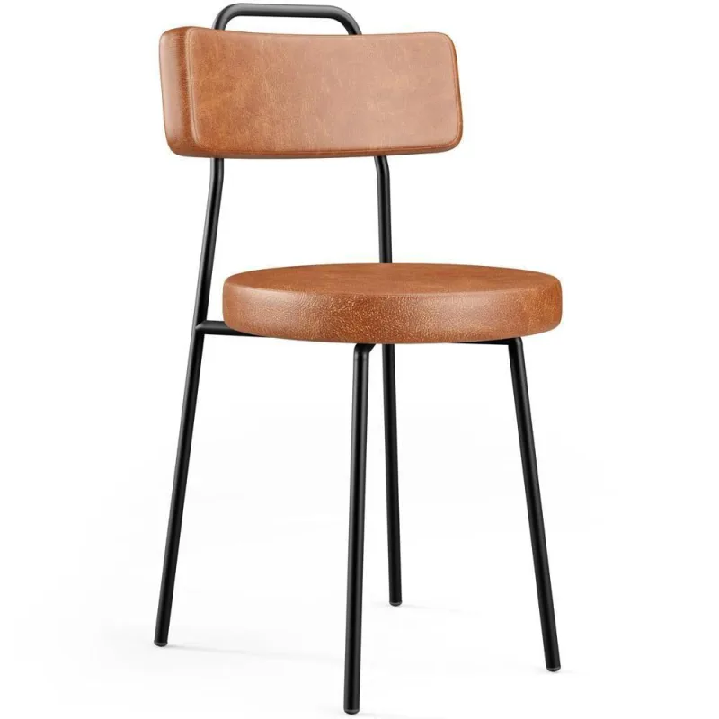 Cadeira Decorativa Estofada Para Sala De Jantar Barcelona L02 Couríssimo Camel - Lyam Decor - Móveis