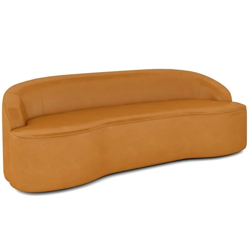 Sofá 3 Lugares Curvo Sala De Estar Living Lótus D02 Couríssimo Whisky 210 Cm B-90 - Lyam Decor - Móveis