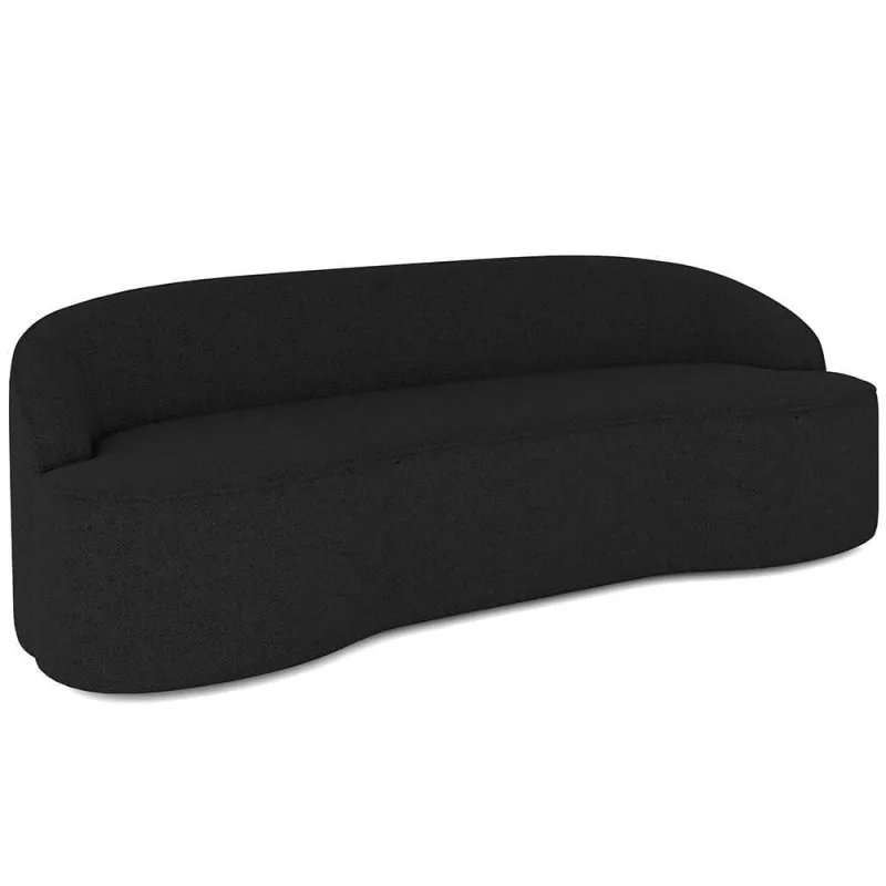 Sofá 3 Lugares Curvo Sala De Estar Living Lótus D02 Linho Chumbo 180 Cm D-465 - Lyam Decor - Móveis