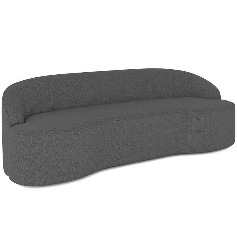 Sofá 3 Lugares Curvo Sala De Estar Living Lótus D02 Linho Cinza Escuro 210 Cm C-416 - Lyam Decor