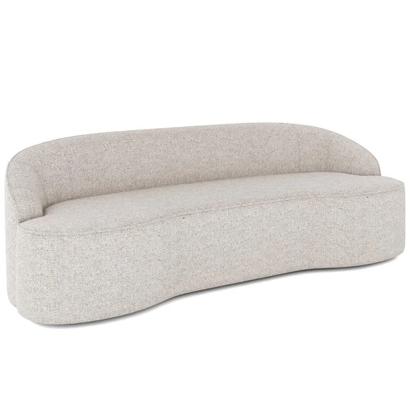 Sofá 3 Lugares Curvo Sala De Estar Living Lótus D02 Linho Cru 210 Cm D-461 - Lyam Decor