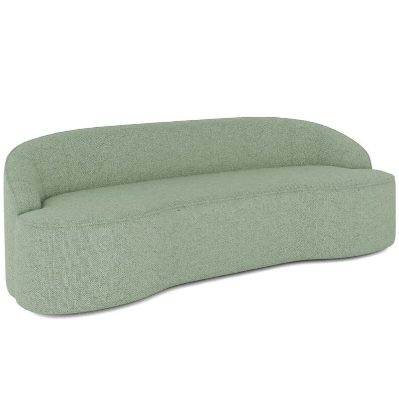 Sofá 3 Lugares Curvo Sala De Estar Living Lótus D02 Linho Verde 180 Cm D-477 - Lyam Decor - Móveis