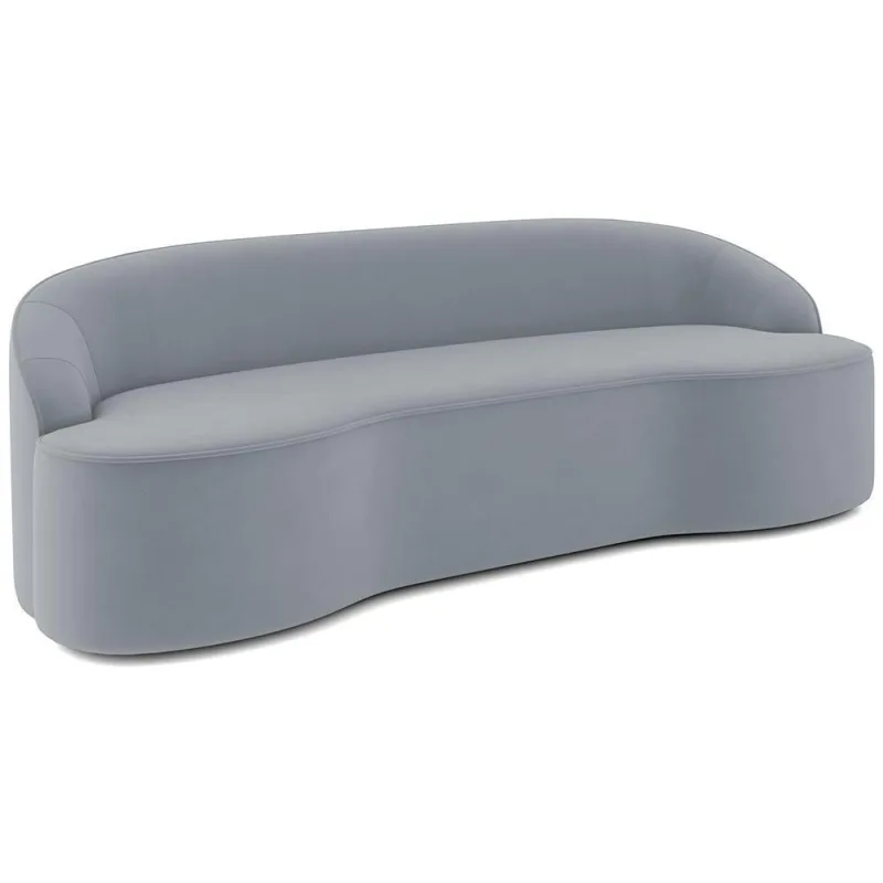 Sofá 3 Lugares Curvo Sala De Estar Living Lótus D02 Veludo Cinza 210 Cm C-317 - Lyam Decor - Móveis