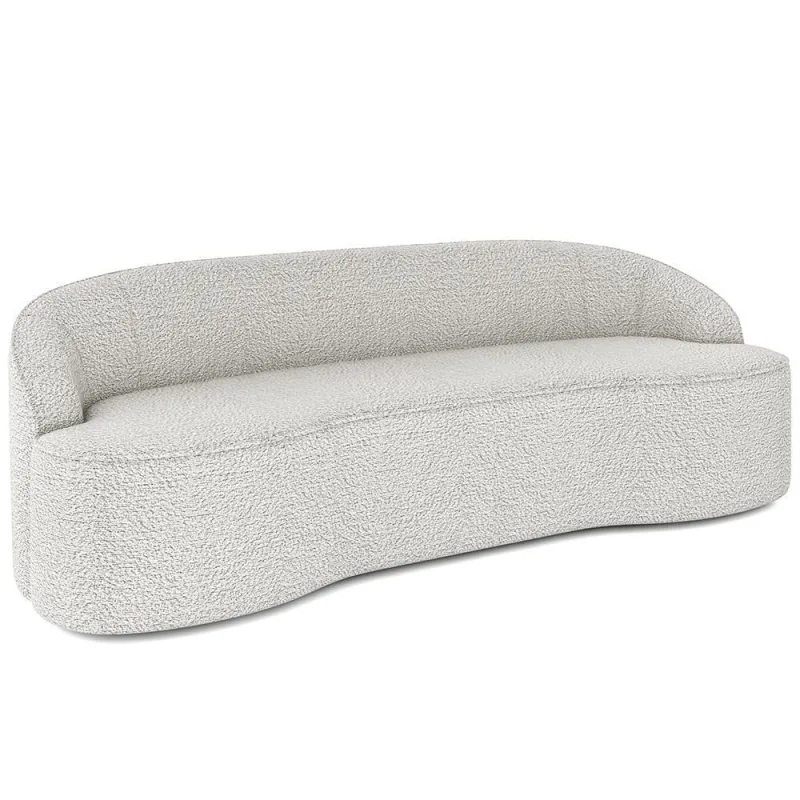 Sofá 4 Lugares Curvo Sala De Estar Living Lótus D02 Bouclê Creme 260 Cm B-54 - Lyam Decor