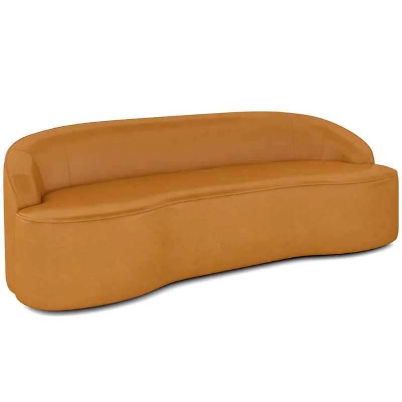 Sofá 4 Lugares Curvo Sala de Estar Living Lótus D02 Couríssimo Whisky 260 cm B-90 - Lyam Decor - Lyam Decor