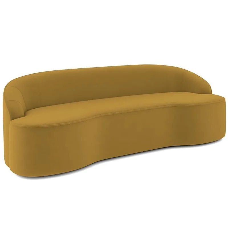 Sofá 4 Lugares Curvo Sala De Estar Living Lótus D02 Veludo Mostarda 230 Cm C-279 - Lyam Decor
