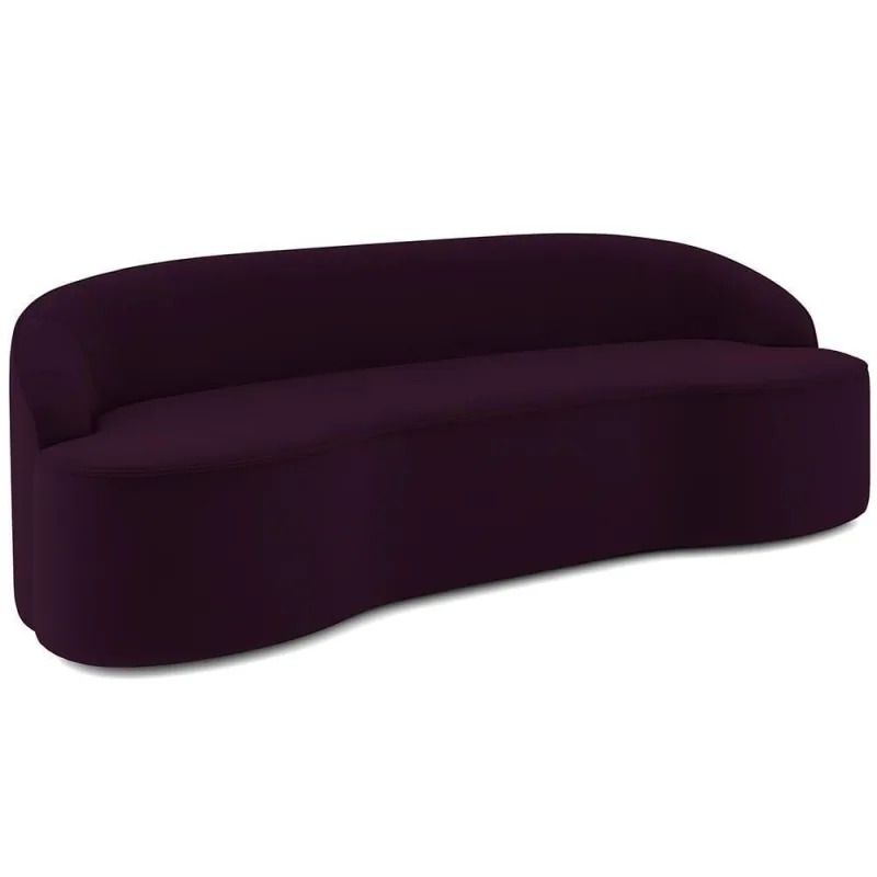 Sofá 4 Lugares Curvo Sala De Estar Living Lótus D02 Veludo Roxo 230 Cm C-292 - Lyam Decor - Móveis