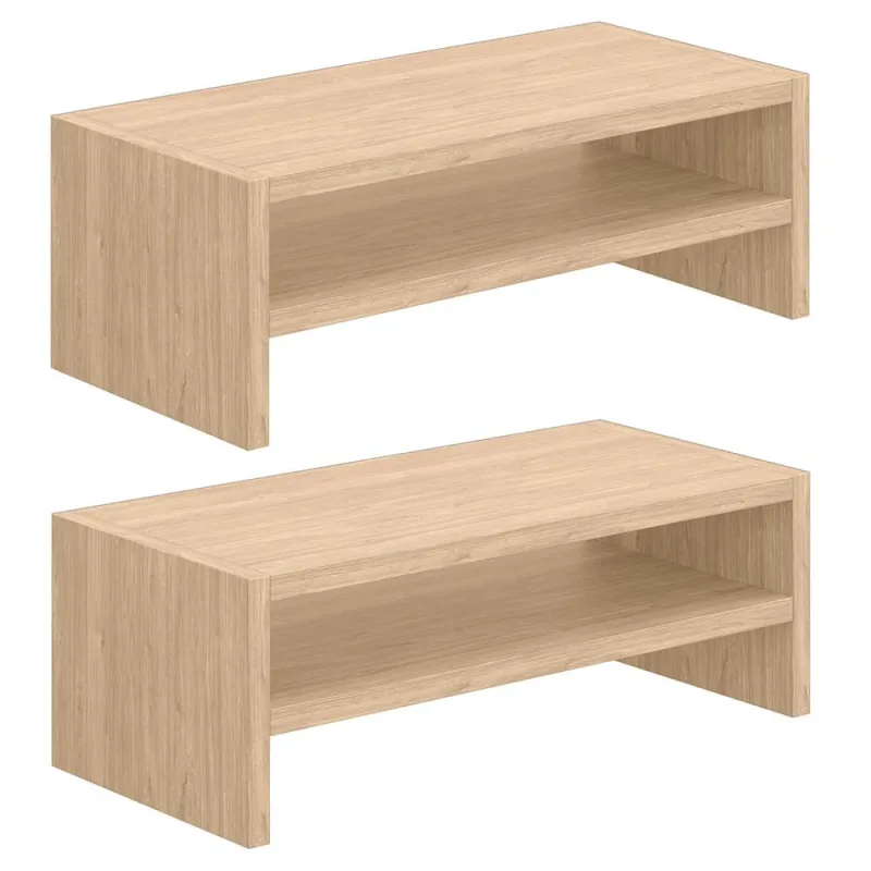 Kit 02 Suportes Stand Para Monitores Mesa Escritório Home Office Lap L03 Amadeirado - Lyam - Lyam Decor