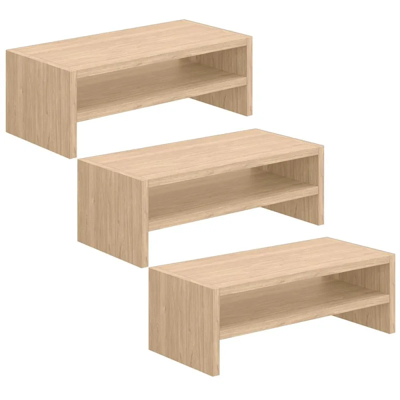 Kit 03 Suportes Stand Para Monitores Mesa Escritório Home Office Lap L03 Amadeirado - Lyam - Lyam Decor