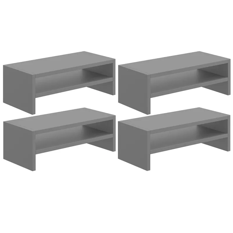 Kit 04 Suportes Stand Para Monitores Mesa Escritório Home Office Lap L03 Cinza - Lyam - Lyam Decor