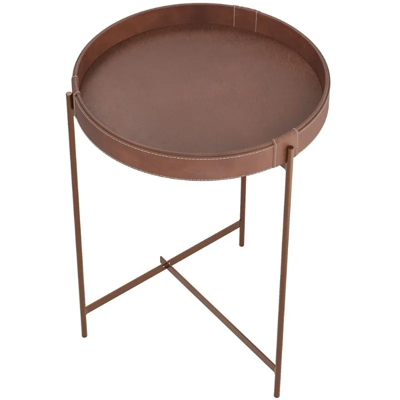 Mesa De Canto Lateral Decorativa Industrial Sala de Estar 47 cm Sintético Whisky P06 Daisy - Lyam