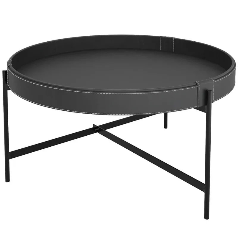 Mesa de Centro Decorativo Sala de Estar 60 cm Industrial Sintético Preto P06 Aura - Lyam - Lyam Decor