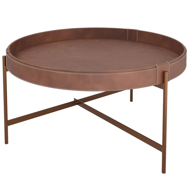 Mesa de Centro Decorativo Sala de Estar 60 cm Industrial Sintético Whisky P06 Aura - Lyam - Lyam Decor - Mercado