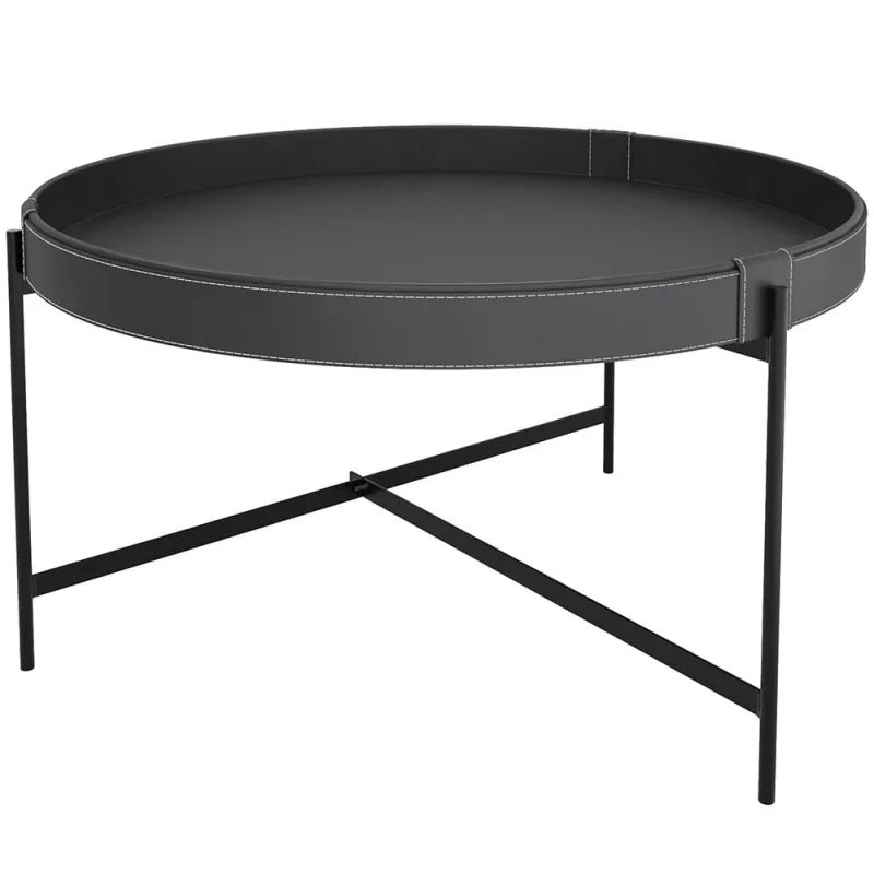 Mesa de Centro Decorativo Sala de Estar 70 cm Industrial Sintético Preto P06 Aura - Lyam - Lyam Decor - Móveis
