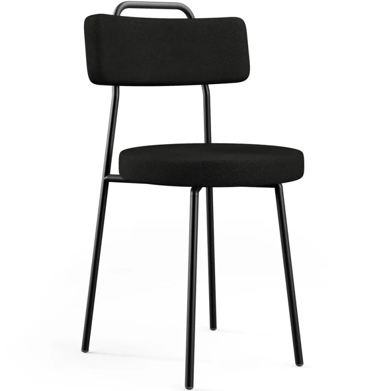 Cadeira Decorativa Estofada Para Sala De Jantar Barcelona L02 Poliéster Preto - Lyam - Lyam Decor - Móveis