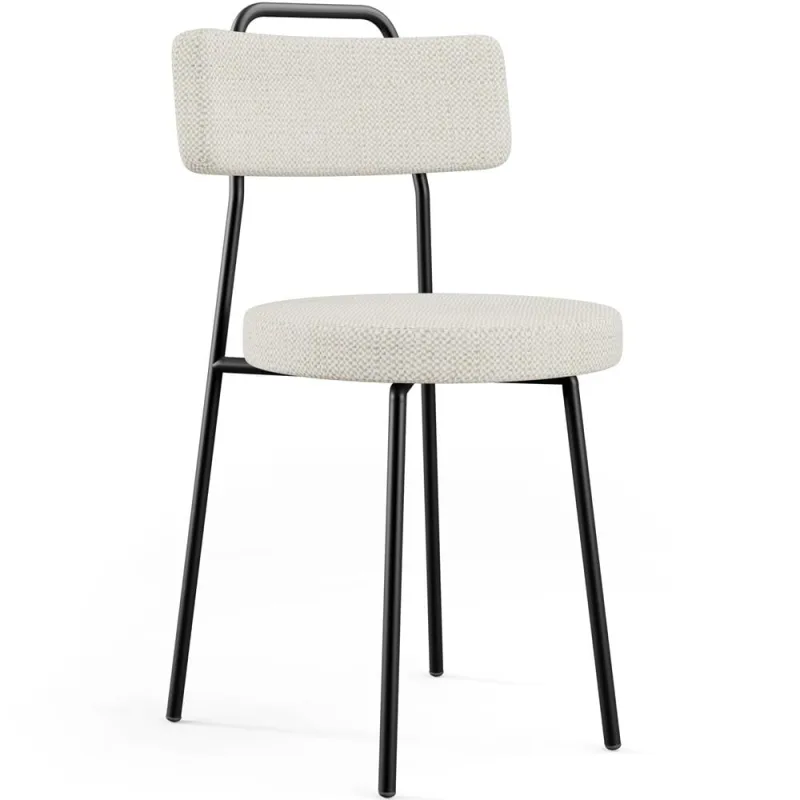 Cadeira Decorativa Estofada Para Sala De Jantar Barcelona L02 Linho Champagne - Lyam - Lyam Decor