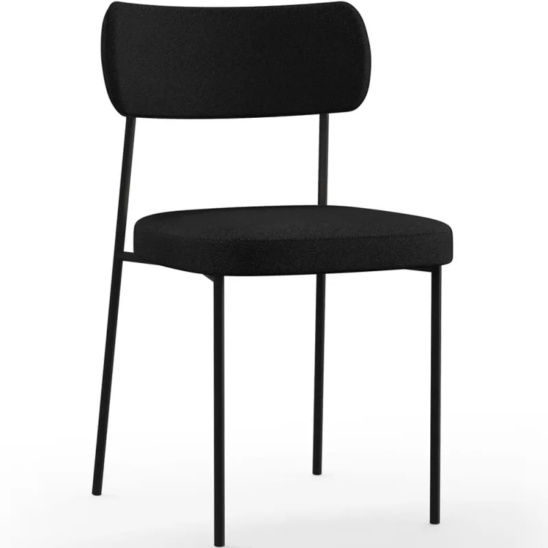 Cadeira Decorativa Estofada Para Sala De Jantar Melina L02 Poliéster Preto - Lyam - Lyam Decor