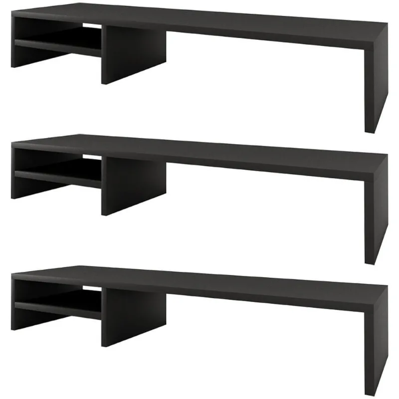 Kit 03 Suportes Para Monitor Stand Home Office Lap 90 Cm L03 Preto - Lyam - Lyam Decor
