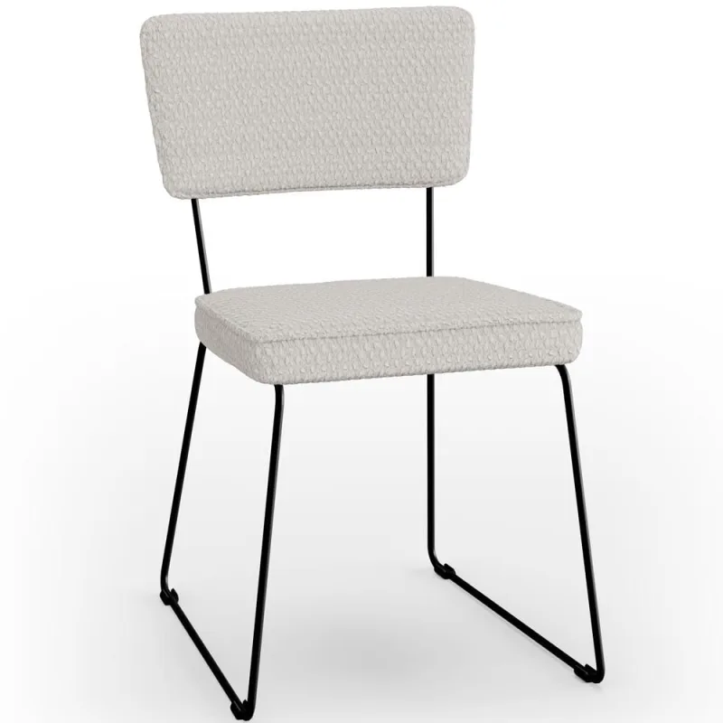 Cadeira Decorativa Estofada Para Sala De Jantar Allana L02 Bouclê Cru - Lyam - Lyam Decor