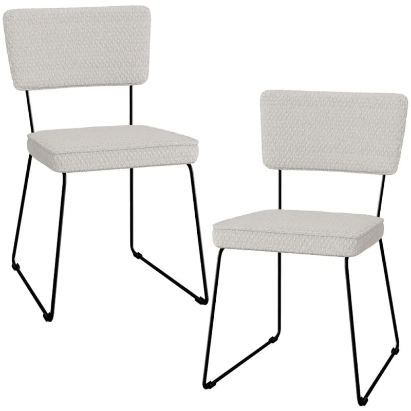 Kit 02 Cadeiras Decorativas Para Sala De Jantar Allana L02 Bouclê Cru - Lyam - Lyam Decor