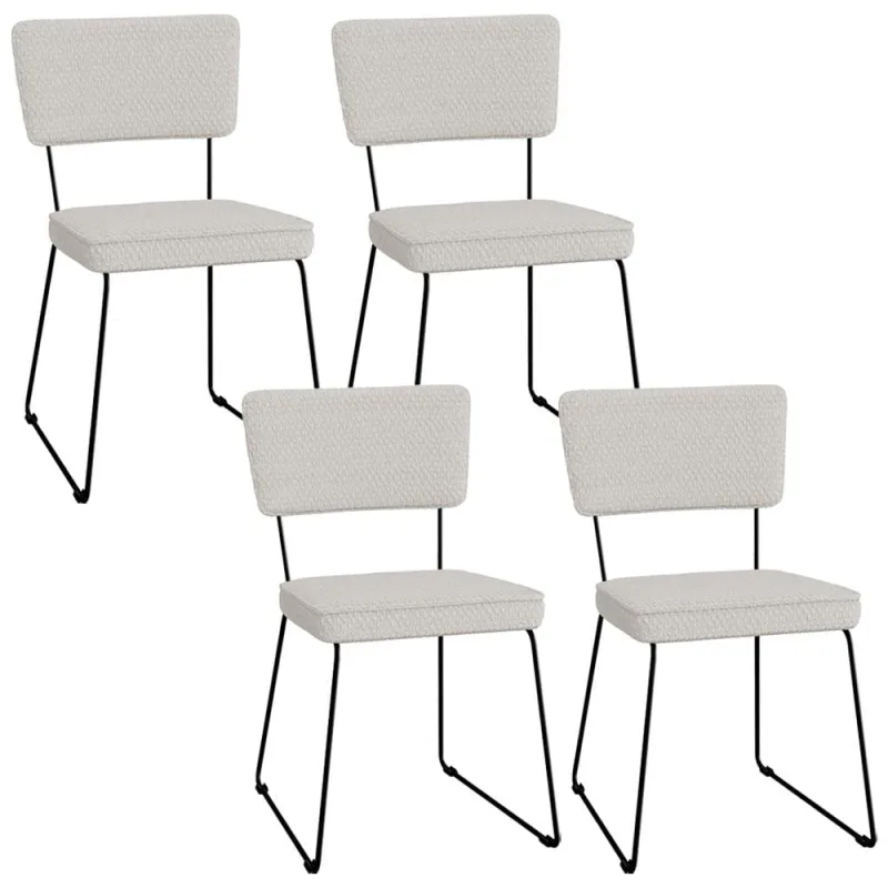 Kit 04 Cadeiras Decorativas Para Sala De Jantar Allana L02 Bouclê Cru - Lyam - Lyam Decor