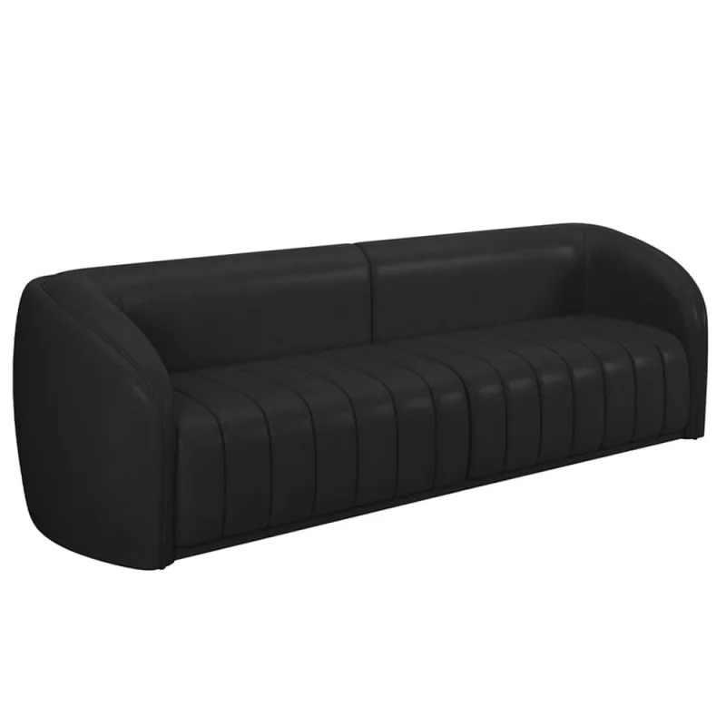 Sofá 05 Lugares Para Sala De Estar 332 cm Lazio M03 Corano Preto - Lyam Decor - Lyam Decor