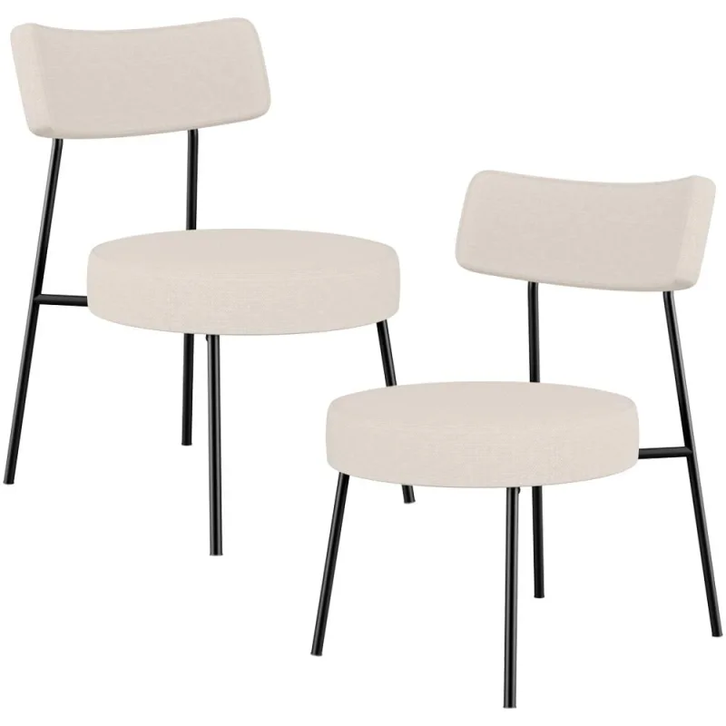 Kit 02 Poltronas Decorativas Para Sala De Estar Base Fixa Londres L02 Linho Bege - Lyam - Lyam Decor - Móveis