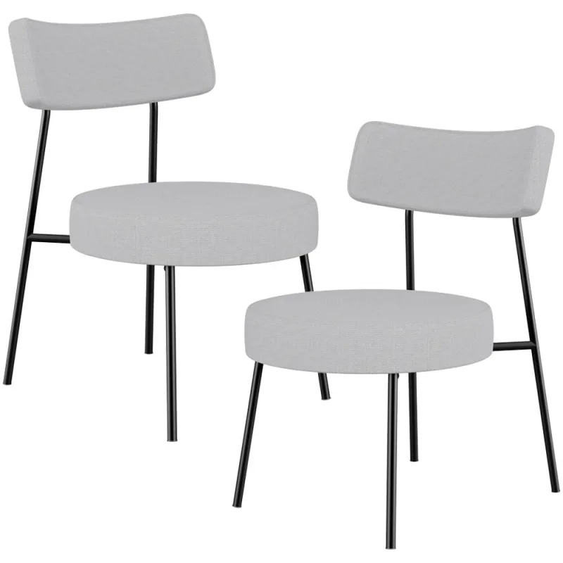 Kit 02 Poltronas Decorativas Para Sala De Estar Base Fixa Londres L02 Linho Cinza - Lyam - Lyam Decor - Móveis