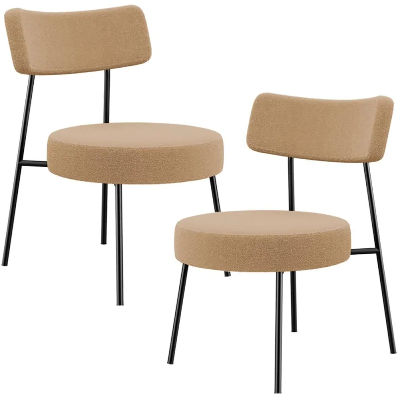 Kit 02 Poltronas Decorativas Para Sala De Estar Base Fixa Londres L02 Bouclê Mostarda - Lyam - Lyam Decor - Móveis