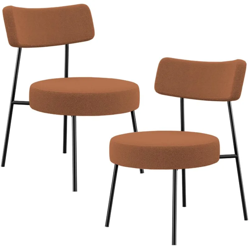 Kit 02 Poltronas Decorativas Para Sala De Estar Base Fixa Londres L02 Bouclê Terracota - Lyam - Lyam Decor - Móveis