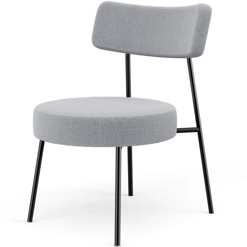 Poltrona Decorativa Para Sala De Estar Base Fixa Londres L02 Bouclê Cinza - Lyam - Lyam Decor - Móveis
