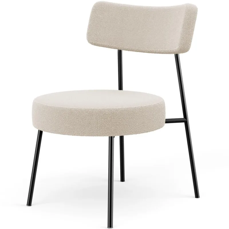 Poltrona Decorativa Para Sala De Estar Base Fixa Londres L02 Bouclê Creme - Lyam - Lyam Decor - Móveis