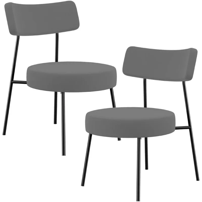 Kit 02 Poltronas Decorativas Para Sala De Estar Base Fixa Londres L02 Suede Cinza - Lyam - Lyam Decor
