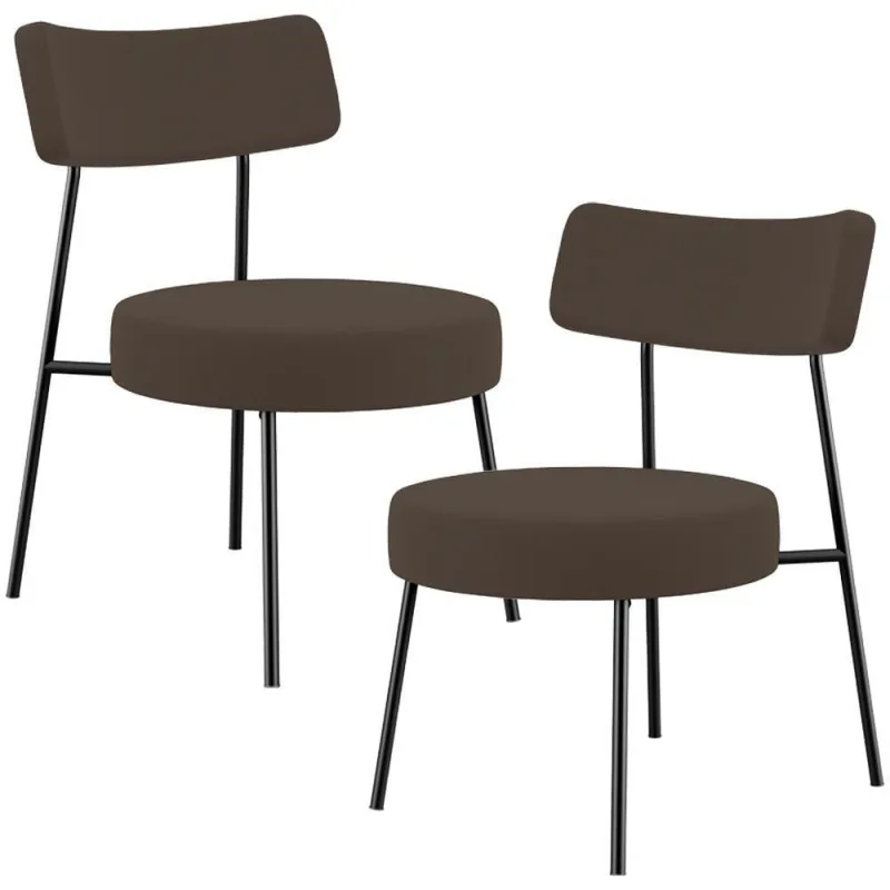 Kit 02 Poltronas Decorativas Para Sala De Estar Base Fixa Londres L02 Suede Marrom - Lyam - Lyam Decor - Móveis