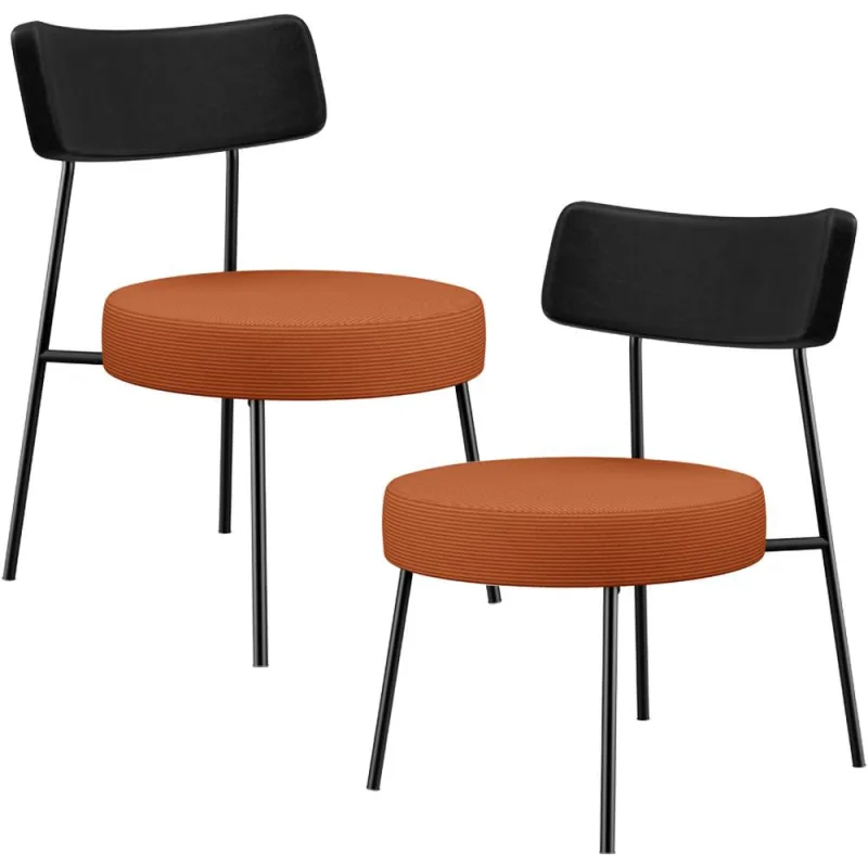 Kit 02 Poltronas Decorativas Sala De Estar Londres L02 Couríssimo Preto Tecido Terracota - Lyam - Lyam Decor
