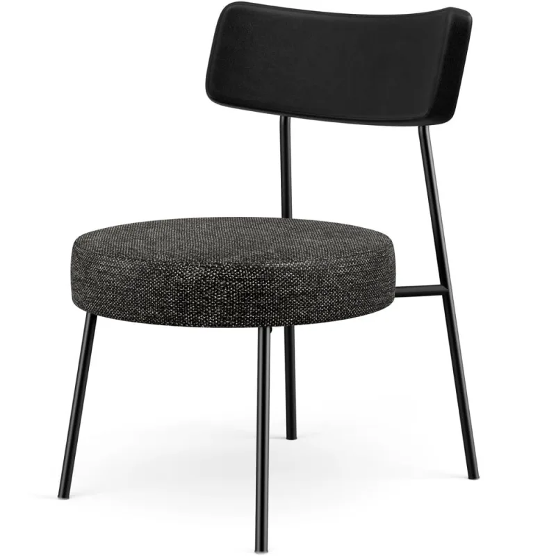 Poltrona Decorativa Para Sala De Estar Base Fixa Londres L02 Couríssimo Preto Linho Chumbo - Lyam - Lyam Decor
