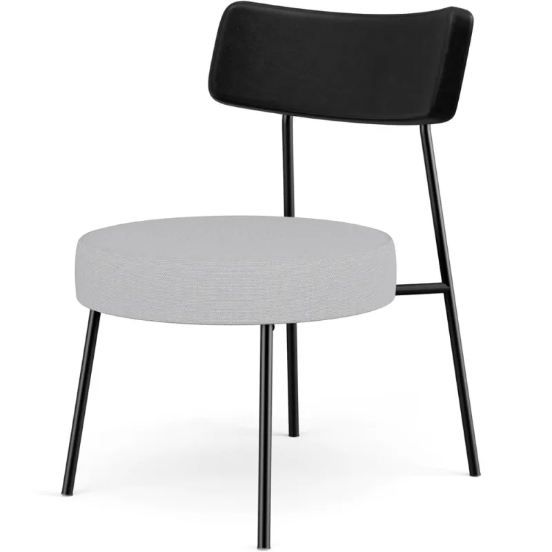 Poltrona Decorativa Para Sala De Estar Base Fixa Londres L02 Couríssimo Preto Linho Cinza - Lyam - Lyam Decor