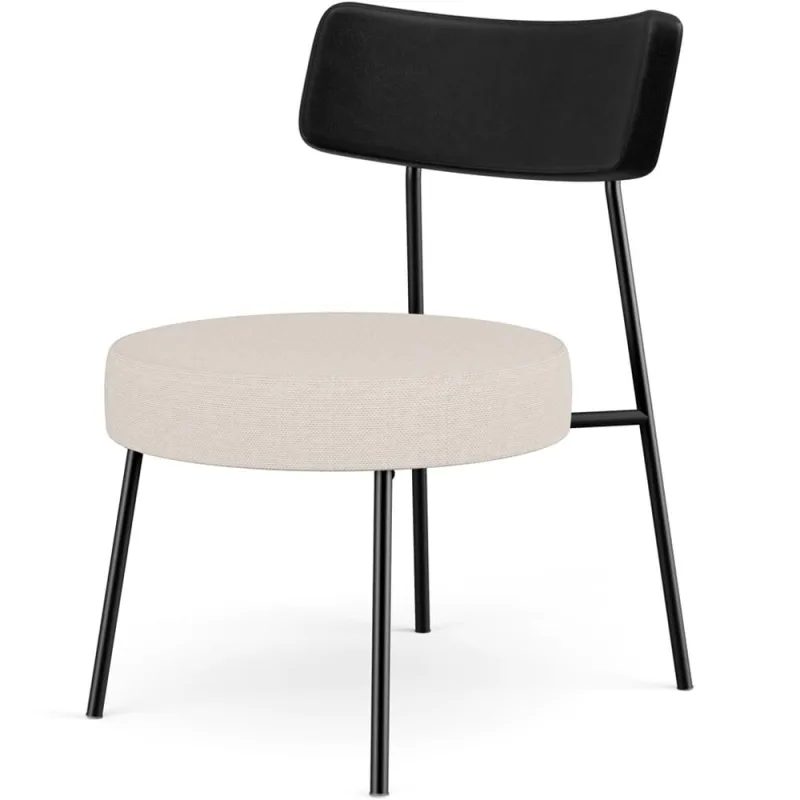 Poltrona Decorativa Para Sala De Estar Base Fixa Londres L02 Couríssimo Preto Linho Cru - Lyam - Lyam Decor