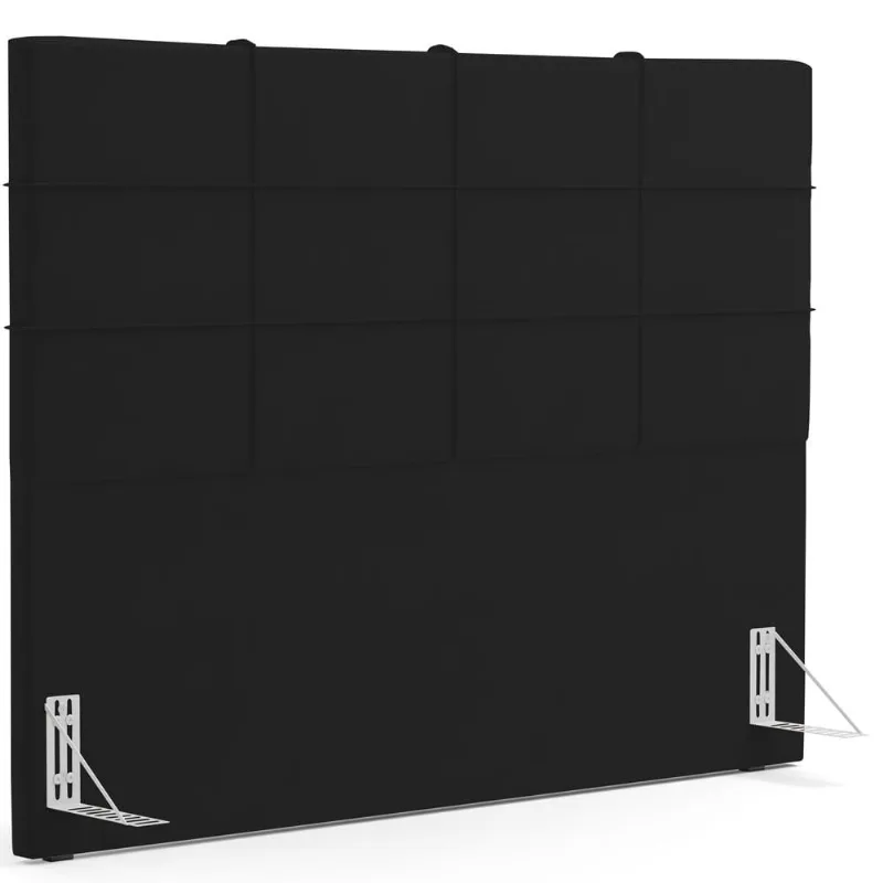 Cabeceira Cama Box Casal 140 cm Roma W01 Suede Preto - Lyam - Lyam Decor