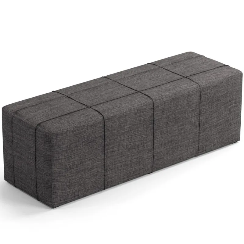 Puff Decorativo Living Sala de Estar 140 cm Roma W01 Linho Cinza Escuro - Lyam - Lyam Decor