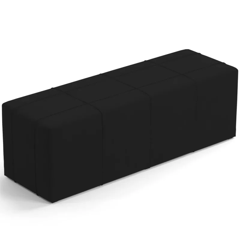 Puff Decorativo Living Sala de Estar 140 cm Roma W01 Suede Preto - Lyam - Lyam Decor