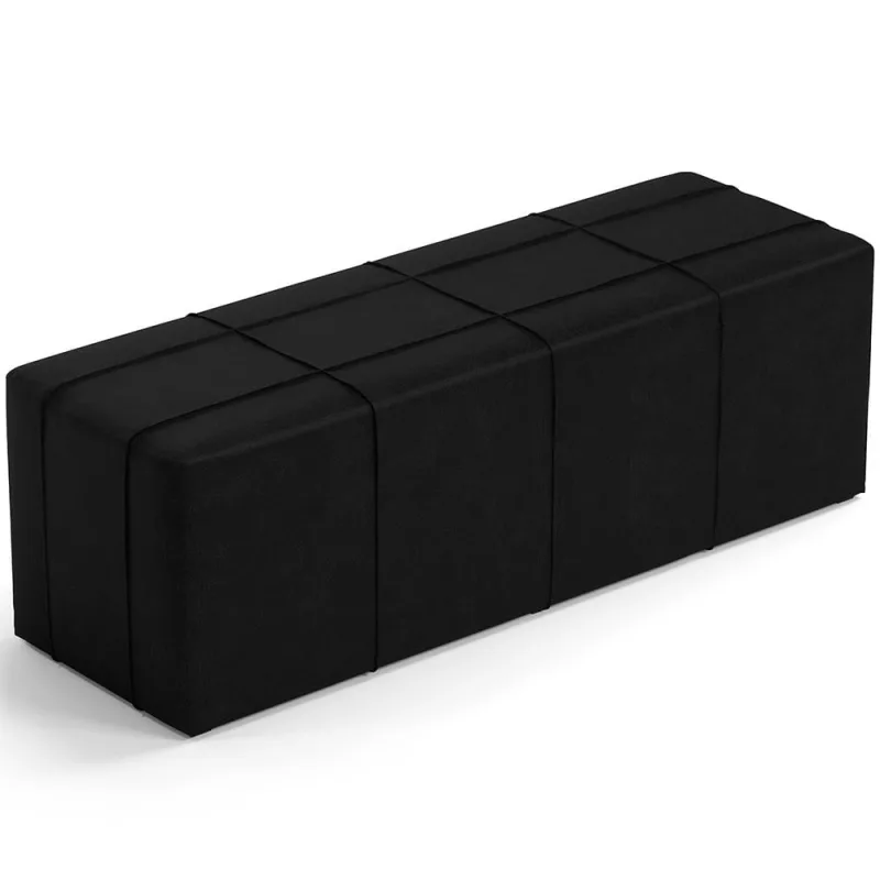 Puff Decorativo Living Sala de Estar 195 cm Roma W01 Couríssimo Preto - Lyam - Lyam Decor - Móveis