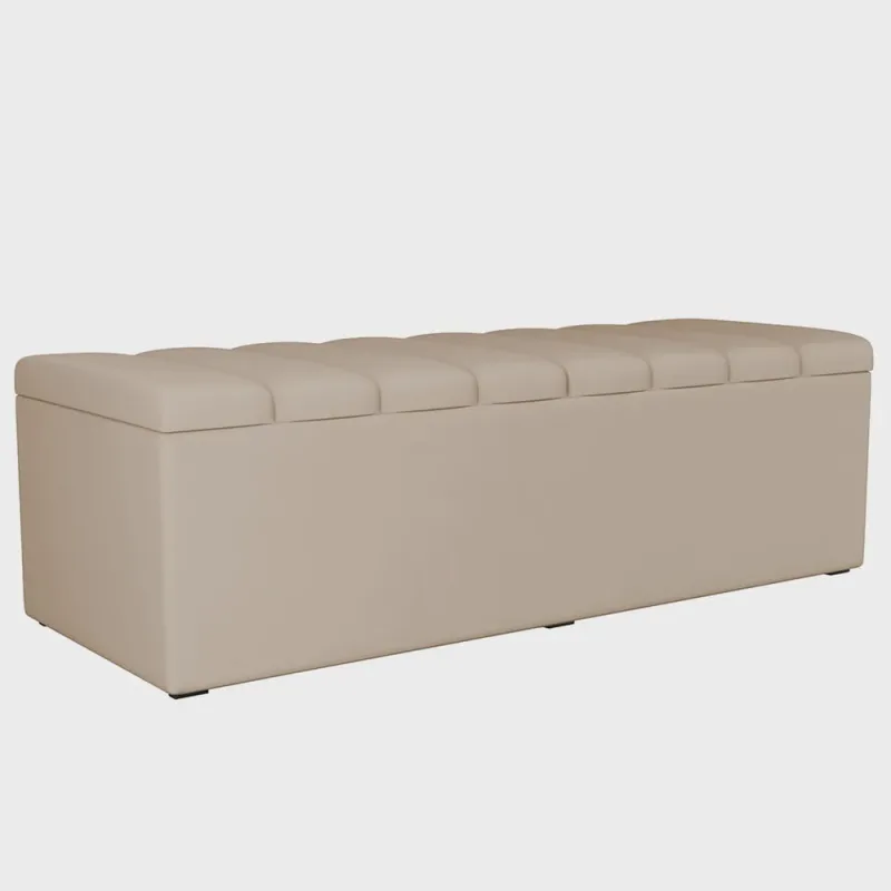 Calçadeira Recamier Baú Para Cama De Casal King Dália 195x50 cm W01 Suede Bege - Lyam - Não Disponível - Móveis