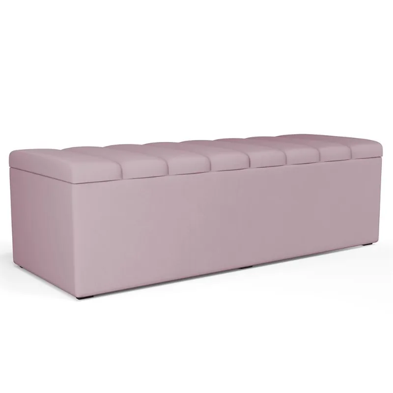 Calçadeira Recamier Baú Para Cama De Casal King Dália 195x50 cm W01 Suede Rosê - Lyam - Lyam Decor