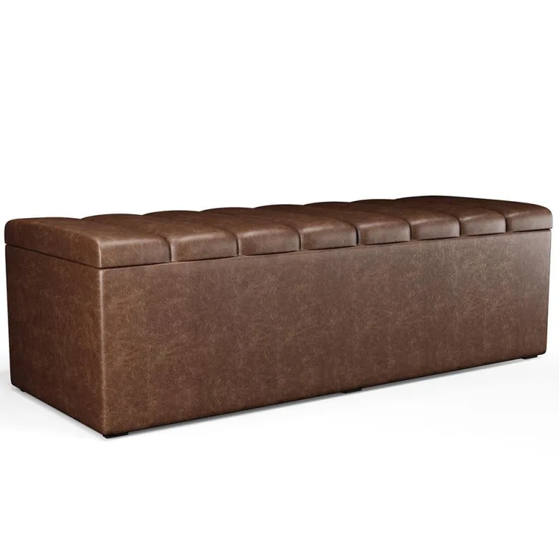 Calçadeira Recamier Baú Para Cama De Casal King Dália 195x50 cm W01 Couríssimo Marrom - Lyam - Não Disponível - Móveis