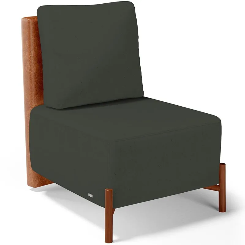 Poltrona Decorativa Sala de Estar Living Hungria L02 Couríssimo Camel Linho Verde Musgo - Lyam - Lyam Decor - Móveis