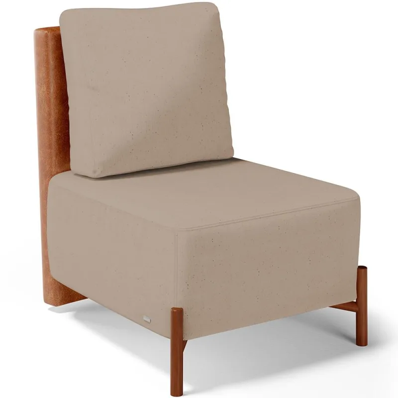 Poltrona Decorativa Sala de Estar Living Hungria L02 Couríssimo Camel Linho Bege Escuro - Lyam - Lyam Decor