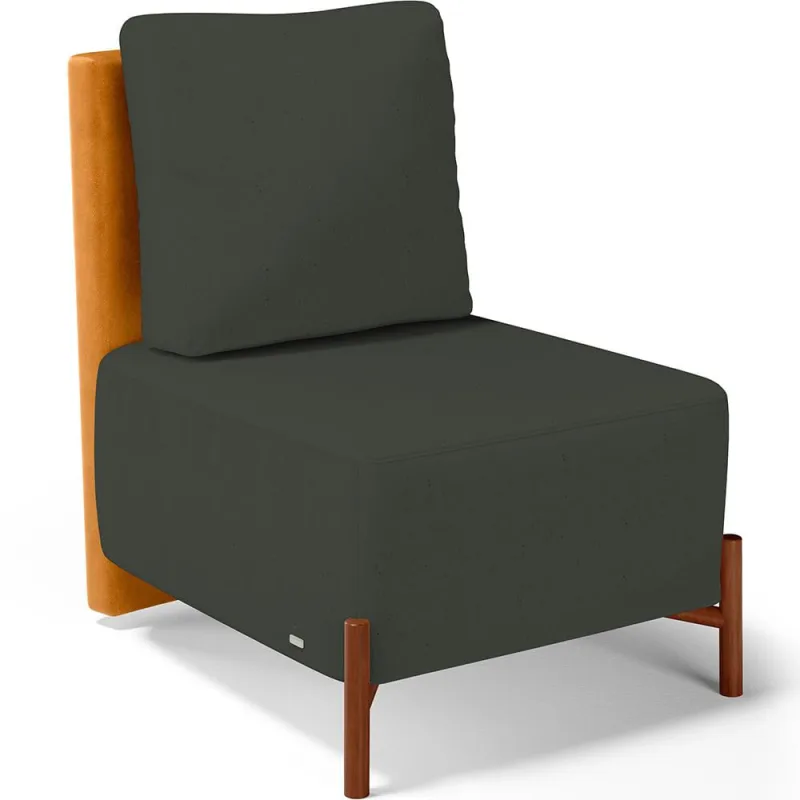 Poltrona Decorativa Sala de Estar Living Hungria L02 Couríssimo Whisky Linho Verde Musgo - Lyam - Lyam Decor - Móveis